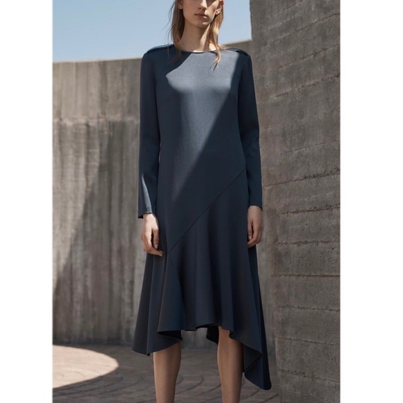 Jason Wu Grey Crew Neck Midi Satin Dress - Picture 1 of 9